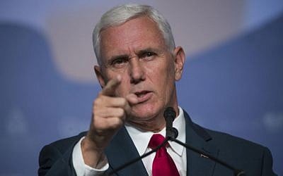 Republican vice presidential candidate Indiana Gov. Mike Pence speaks to the Value Voters Summit in Washington, Saturday, Sept. 10, 2016. (AP Photo/Molly Riley).