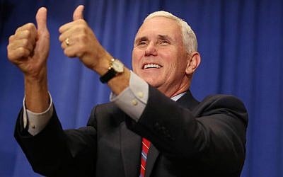 Republican vice presidential candidate Mike Pence attends a campaign rally at The Villages, Florida, on Saturday, Sept. 17, 2016. (Stephen M. Dowell/Orlando Sentinel via AP)