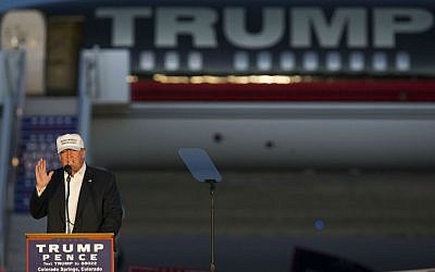 Republican presidential candidate Donald Trump speaks during a campaign rally, Saturday, Sept. 17, 2016, in Colorado Springs, Colorado. (AP Photo/Evan Vucci)