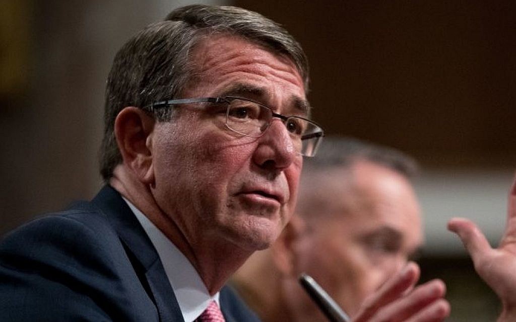 Defense Secretary Ash Carter, accompanied by Joint Chiefs Chairman Gen. Joseph Dunford, testifies on Capitol Hill in Washington, September 22, 2016. (AP Photo/Andrew Harnik, File) Defense Secretary Ash Carter, accompanied by Joint Chiefs Chairman Gen. Joseph Dunford, testifies on Capitol Hill in Washington, September 22, 2016. (AP Photo/Andrew Harnik, File)