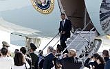 US President Barack Obama arrives on Air Force One at Hangzhou Xiaoshan International Airport in Hangzhou in eastern China's Zhejiang province, Saturday, Sept. 3, 2016. (AP Photo/Carolyn Kaster)