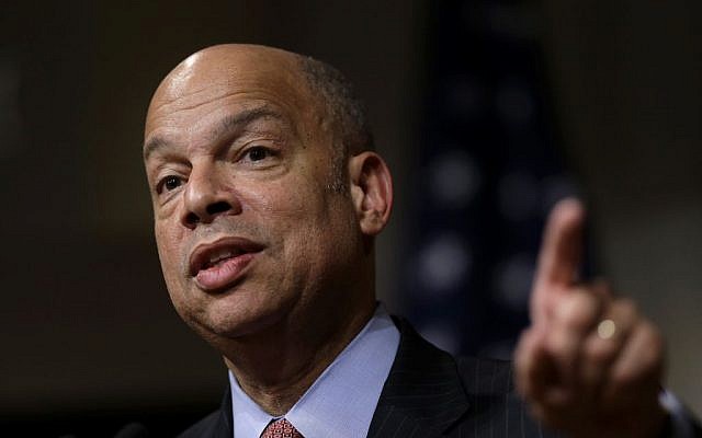 Then Homeland Security Secretary Jeh Johnson speaks at the John F. Kennedy School of Government on the campus of Harvard University, in Cambridge, Massachusetts, on March 21, 2016. (AP/Steven Senne, File) Then Homeland Security Secretary Jeh Johnson speaks at the John F. Kennedy School of Government on the campus of Harvard University, in Cambridge, Massachusetts, on March 21, 2016. (AP/Steven Senne, File)