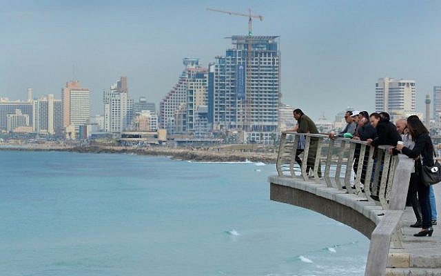 Visitors on a newly renovated part of the Tel Aviv promenade on February 21, 2012. (Moshe Shai/Flash90) Visitors on a newly renovated part of the Tel Aviv promenade on February 21, 2012. (Moshe Shai/Flash90)