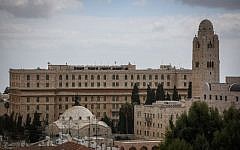 View of the the King David Hotel seen from central Jerusalem, on February 8, 2015. (Hadas Parush/Flash90)