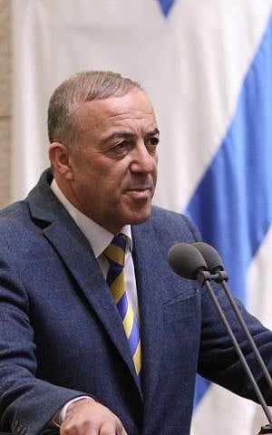 Kulanu parliament member Akram Hasson during his swearing-in as a member of the Knesset in Jerusalem on February 1, 2016. (Issac Harari/Flash90)
