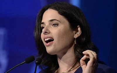 Justice Minister Ayelet Shaked in Tel Aviv, on August 30, 2016. (Tomer Neuberg/Flash90)