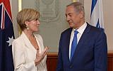 Prime Minister Benjamin Netanyahu meets with Australian Foreign Minister Julie Bishop at the Prime Minister's Office in Jerusalem on September 4, 2016. (Amos Ben Gershom/GPO)