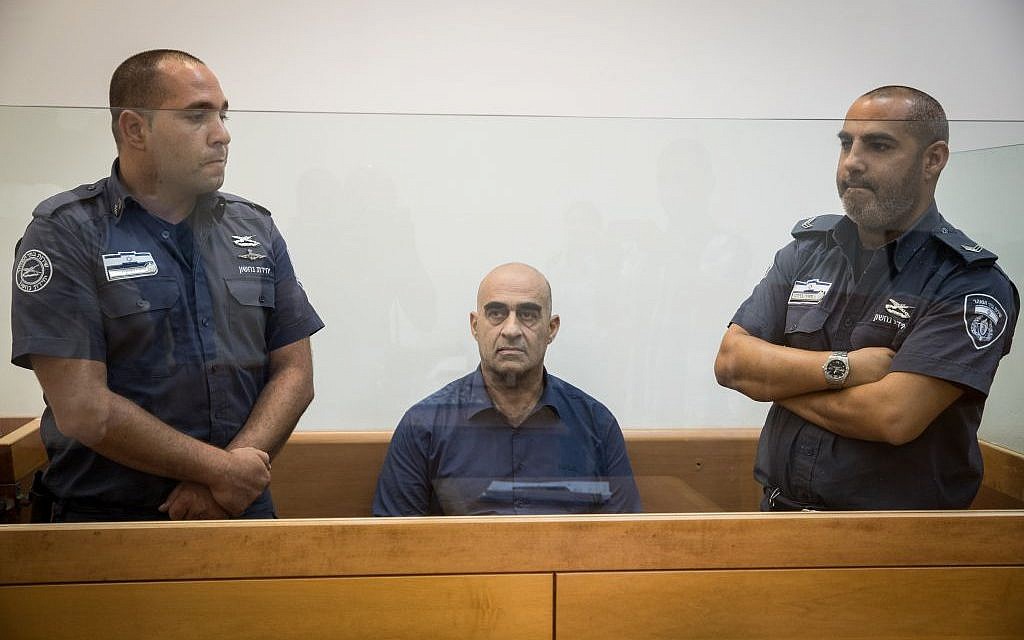 Salman Amer, the mayor of the Galilee town of Julis, appears in court in Rishon Lezion on September 6, 2016, a day after he shot and killed a man during a fight in the plaza of the municipal building. (Photo by Nati Shohat/Flash90)