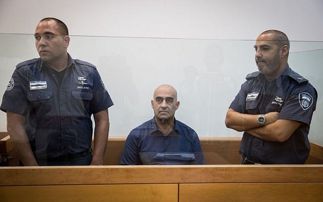 Head of the regional council of the Arab town of Julis, Salman Amar, seen at the Rishon Leztion court after shooting to death a gardening contractor on September 6, 2016. (Nati Shohat/Flash90) Head of the regional council of the Arab town of Julis, Salman Amar, seen at the Rishon Leztion court after shooting to death a gardening contractor on September 6, 2016. (Nati Shohat/Flash90)