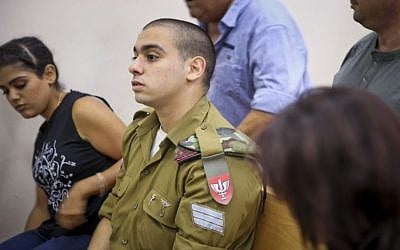 IDF Sgt. Elor Azaria, the Israeli soldier who shot dead a Palestinian attacker in Hebron, seen during a court hearing at a military court in Jaffa, September 11, 2016. (Flash90) IDF Sgt. Elor Azaria, the Israeli soldier who shot dead a Palestinian attacker in Hebron, seen during a court hearing at a military court in Jaffa, September 11, 2016. (Flash90)