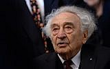 In this Jan. 27, 2015 file photo Holocaust survivor Max Mannheimer arrives for a ceremony marking the 70th anniversary of the Auschwitz concentration camp in Munich, southern Germany. (Andreas Gebert/dpa via AP, file)