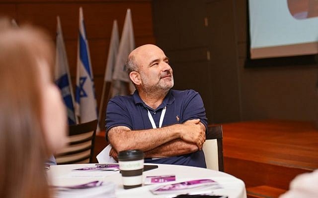 Nir Lempert, chairman of the 8200 Alumni Association at the Hybrid event in Tel Aviv (Courtesy)