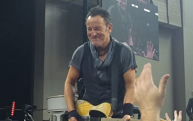 Bruce Springsteen performs in Baltimore, MD, on April 20, 2016 (Eric Cortellessa/Times of Israel)