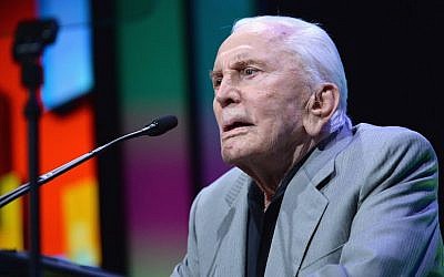 Actor Kirk Douglas attending the Anti-Defamation League’s Centennial Entertainment Industry Award Dinner at The Beverly Hilton Hotel on May 8, 2013, in Beverly Hills, California. (Alberto E. Rodriguez/Getty Images/JTA)