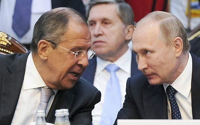 Russian President Vladimir Putin, right, and Russian Foreign Minister Sergey Lavrov at a CIS (Commonwealth of Independent States) summit in Bishkek, Kyrgyzstan, Saturday, Sept. 17, 2016. (Mikhail Klimentyev/Sputnik, Kremlin Pool Photo via AP) Russian President Vladimir Putin, right, and Russian Foreign Minister Sergey Lavrov at a CIS (Commonwealth of Independent States) summit in Bishkek, Kyrgyzstan, Saturday, Sept. 17, 2016. (Mikhail Klimentyev/Sputnik, Kremlin Pool Photo via AP)