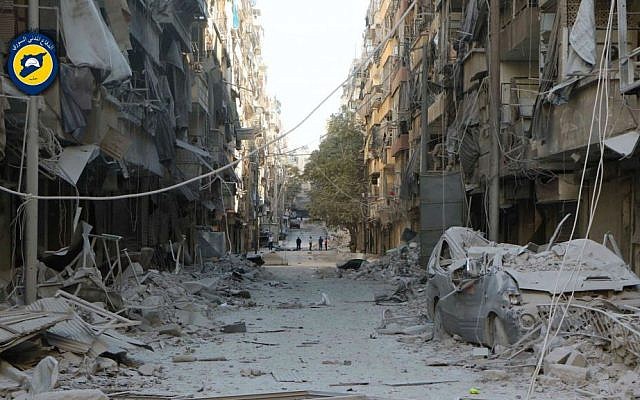 In this photo provided by the Syrian Civil Defense group known as the White Helmets, shows heavily damaged buildings after airstrikes hit in Aleppo, Syria, Saturday, Sept. 24, 2016. (Syrian Civil Defense White Helmets via AP) In this photo provided by the Syrian Civil Defense group known as the White Helmets, shows heavily damaged buildings after airstrikes hit in Aleppo, Syria, Saturday, Sept. 24, 2016. (Syrian Civil Defense White Helmets via AP)