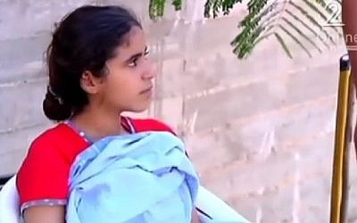 Bara’a Ramadan Owaisi, 13, speaks to Channel 2 after an Israeli military court freed her on September 22, 2016. (Screenshot)