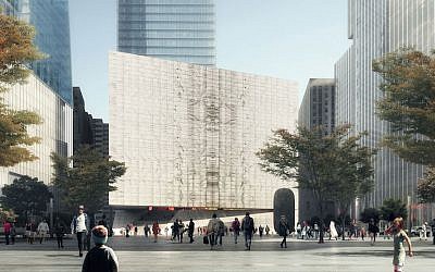 A rendering of a 90,000-square-foot performing arts center to be built at the site of the Sept. 11 attacks in Manhattan. (Credit: REX via JTA)
