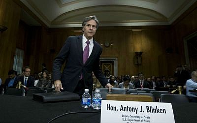 US Deputy Secretary of State Antony Blinken arrives on Capitol Hill in Washington, Thursday, Sept. 29, 2016, to testify before the Senate Foreign Relations Committee hearing on Syria. (AP Photo/Jose Luis Magana)