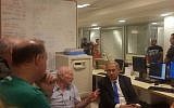 Prime Minister Benjamin Netanyahu speaks to doctors at the Sheba Medical Center outside Tel Aviv where Shimon Peres is hospitalized after suffering a stroke, September 14, 2016. (Courtesy)