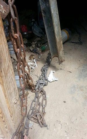 Photograph of location where man was kept chained, September 2016 (Police spokesperson)