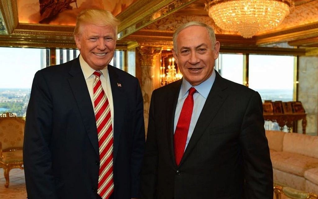 Prime Minister Benjamin Netanyahu and US President Donald Trump meeting at Trump Tower in New York, September 25, 2016. (Kobi Gideon/GPO) Prime Minister Benjamin Netanyahu and US President Donald Trump meeting at Trump Tower in New York, September 25, 2016. (Kobi Gideon/GPO)