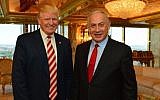 Prime Minister Benjamin Netanyahu and US President Donald Trump meeting at Trump Tower in New York, September 25, 2016. (Kobi Gideon/GPO)