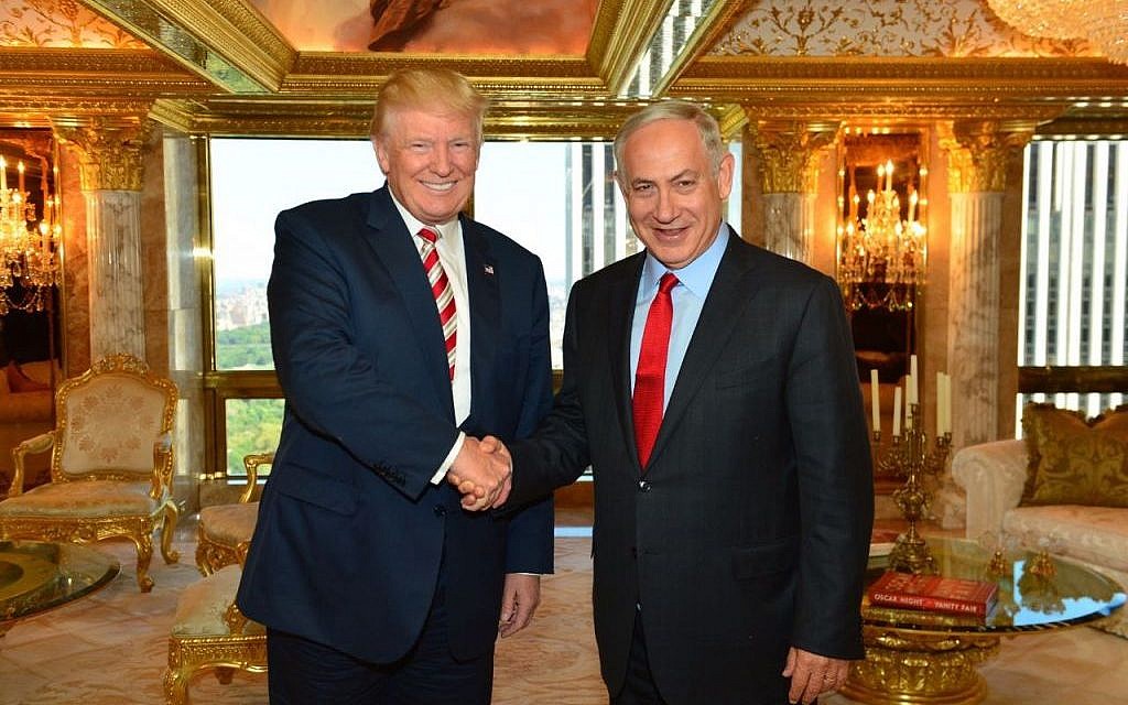 Prime Minister Benjamin Netanyahu and Republican presidential candidate Donald Trump meeting at the Trump Tower in New York, September 25, 2016. (Kobi Gideon/GPO)