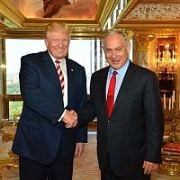 Prime Minister Benjamin Netanyahu and Republican presidential candidate Donald Trump meeting at the Trump Tower in New York, September 25, 2016. (Kobi Gideon/GPO) Prime Minister Benjamin Netanyahu and Republican presidential candidate Donald Trump meeting at the Trump Tower in New York, September 25, 2016. (Kobi Gideon/GPO)