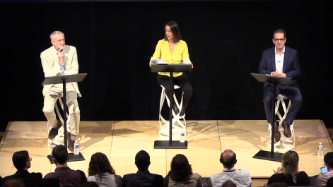 UK Labour leader Jeremy Corbyn debates with challenger Owne Smith at a Labour leadership debate held at the JW3 Jewish community center in London, September 18, 2016. (Screencapture from Livestream) UK Labour leader Jeremy Corbyn debates with challenger Owne Smith at a Labour leadership debate held at the JW3 Jewish community center in London, September 18, 2016. (Screencapture from Livestream)
