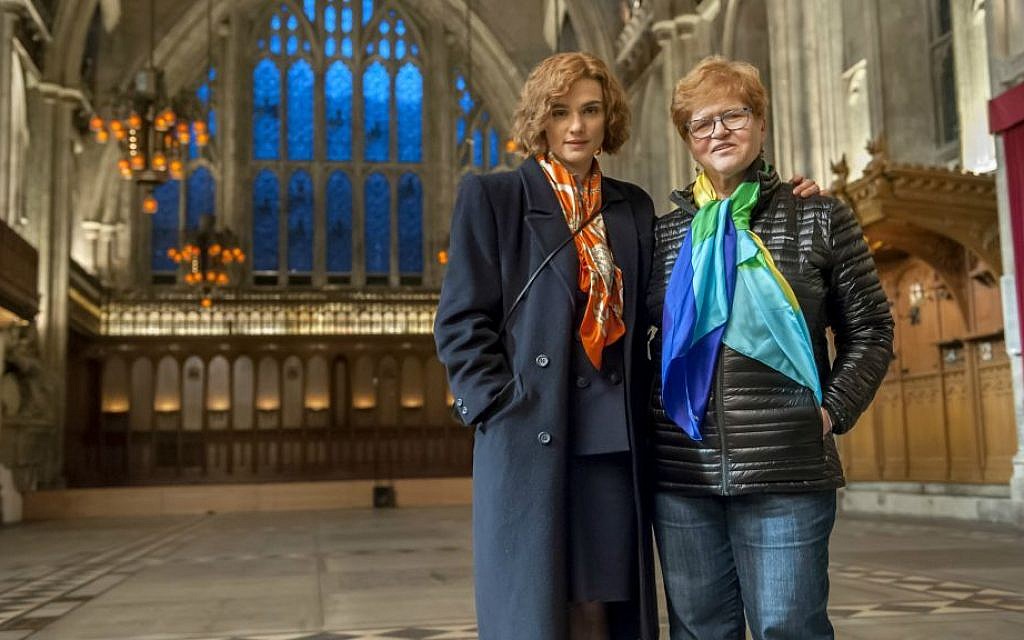 Rachel Weisz, who plays Deborah Lipstadt in the movie, poses with her for a photo. (Liam Daniel/Bleecker Street) Rachel Weisz, who plays Deborah Lipstadt in the movie, poses with her for a photo. (Liam Daniel/Bleecker Street)