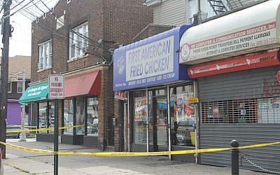 First American Fried Chicken, which is owned by the family of Ahmad Khan Rahami, was closed and cordoned off a day after he was arrested for a series of bombings in New York and New Jersey, Sept. 20, 2016. (Ben Sales/JTA)