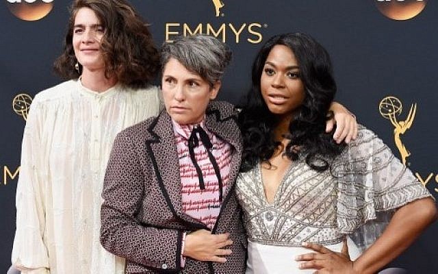 Actress Gaby Hoffmann (left), writer/director Jill Soloway (center) and actress Alexandra Grey (right) attend the 68th Annual Primetime Emmy Awards on in Los Angeles, California, on September 18, 2016. (Frazer Harrison/Getty Images/AFP) Actress Gaby Hoffmann (left), writer/director Jill Soloway (center) and actress Alexandra Grey (right) attend the 68th Annual Primetime Emmy Awards on in Los Angeles, California, on September 18, 2016. (Frazer Harrison/Getty Images/AFP)
