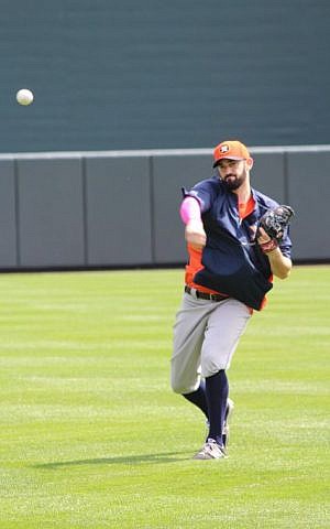 For Josh Zeid, a pitcher for Israel’s World Baseball Classic team (shown here when he played for the Houston Astros), 'there’s a little bit of excitement to get back and try to win it this time.' (Hillel Kuttler/JTA)