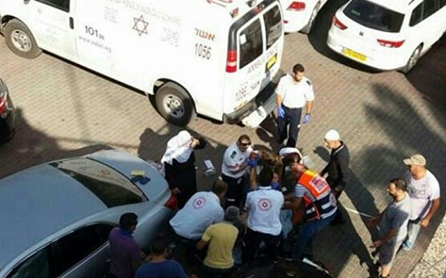 The scene of a fatal shooting outside the local council building in the village of Julis, September 5, 2016. (MDA spokesperson) The scene of a fatal shooting outside the local council building in the village of Julis, September 5, 2016. (MDA spokesperson)