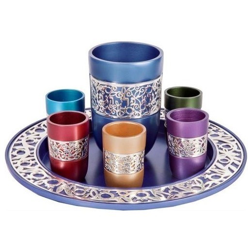 Yair Emanuel Anodized Aluminum Pomegranate Kiddush Set RRP $250 Our Price $179