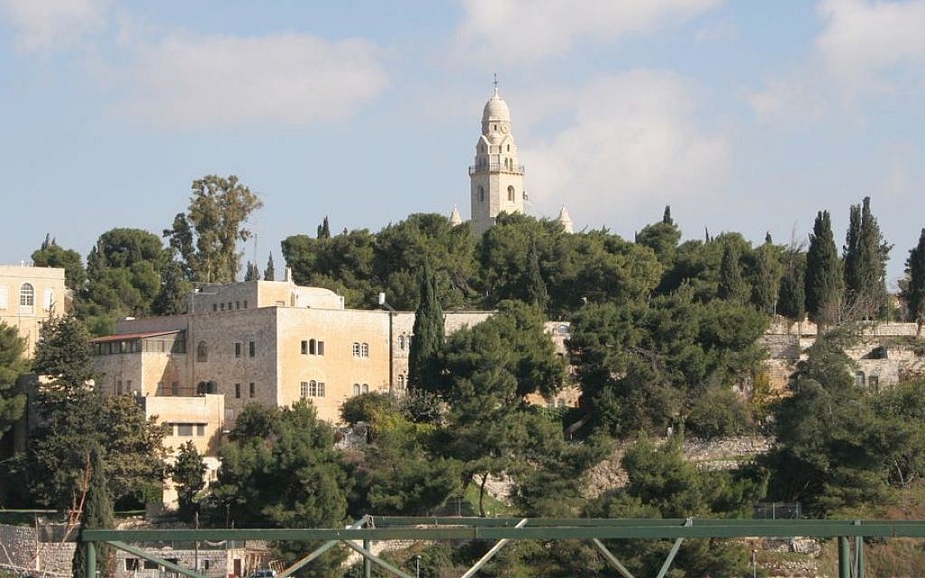 The tower of Dormition Abbey. According to Christian tradition, Jesus's mother Mary fell into eternal sleep at the site of the abbey. (Shmuel Bar-Am)