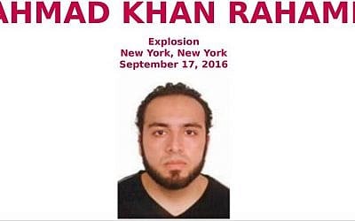A detail of an FBI poster, released September 19, 2016, calling on the public to help locate Ahmad Khan Rahami, 28, wanted in connection with bombings in New York and New Jersey. (screenshot)