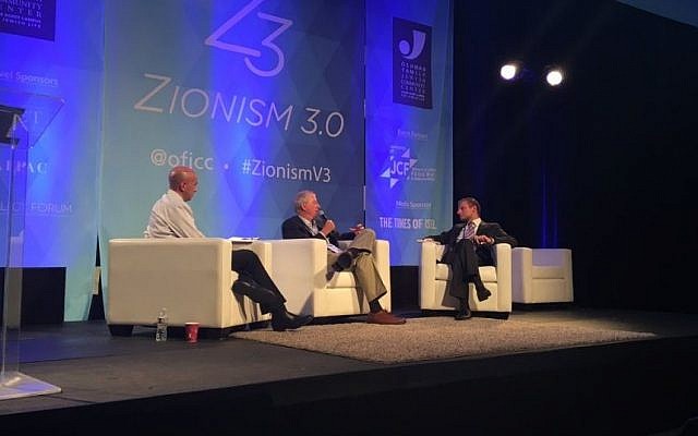 Dennis Ross, center, on a panel with Raphael Ahren, right, and Avi Issacharoff at the Zionism 3.0 conference in Palo Alto on September 18, 2016. (Sarah Tuttle-Singer/Times of Israel) Dennis Ross, center, on a panel with Raphael Ahren, right, and Avi Issacharoff at the Zionism 3.0 conference in Palo Alto on September 18, 2016. (Sarah Tuttle-Singer/Times of Israel)