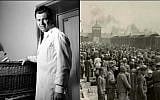 Notorious Nazi physician Josef Mengele as a young doctor, left, and the 'ramp' at Auschwitz-Birkenau in May of 1944, where Mengele sometimes selected inmates for life, death or 'experimentation.' (Public domain)