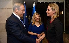 Prime Minister Benjamin Netanyahu meets  EU High Representative for Foreign Affairs and Security Policy Federica Mogherini, September 29, 2016 (Haim Zach, GPO)
