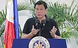 Philippines President Rodrigo Duterte delivers a speech at the Davao international airport terminal building early on September 30, 2016. (AFP/Manman Dejeto)