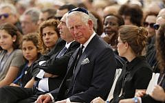 Britain's Prince Charles attends the funeral of former Israeli president and prime minister Shimon Peres at the Mount Herzl national cemetery in Jerusalem on September 30, 2016. (AFP/Pool/Abir Sultan)
