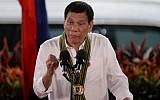 Philippine President Rodrigo Duterte delivers a speech to military personnel in Manila, on October 4, 2016. (AFP/Ted Aljibe)