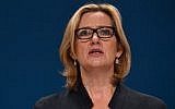 British Home Secretary Amber Rudd delivers a keynote address on the third day of the annual Conservative Party conference at the International Convention Centre in Birmingham, central England, on October 4, 2016. (AFP PHOTO / BEN STANSALL)
