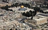 An aerial view of the Dome of the Rock, left, in the compound known to Muslims as al-Haram al-Sharif and to Jews as Temple Mount, in Jerusalem's Old City, and the Western Wall, center, the holiest site where Jews are permitted to pray (File photo: AFP/JACK GUEZ)