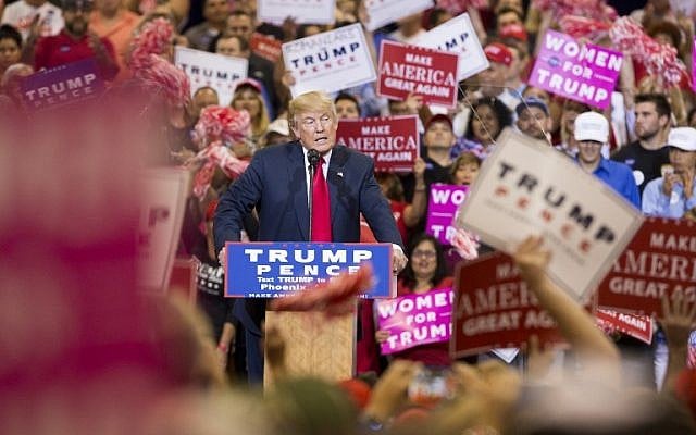 Republican Presidential nominee Donald Trump speaks during a rally at the Convention center in Phoenix, Arizona on October 29, 2016. (AFP/Caitlin O'HARA) Republican Presidential nominee Donald Trump speaks during a rally at the Convention center in Phoenix, Arizona on October 29, 2016. (AFP/Caitlin O'HARA)