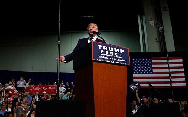 Republican presidential candidate Donald Trump speaks to supporters at a rally on October 14, 2016 at the Charlotte Convention Center in Charlotte, North Carolina. (Brian Blanco/Getty Images/AFP) Republican presidential candidate Donald Trump speaks to supporters at a rally on October 14, 2016 at the Charlotte Convention Center in Charlotte, North Carolina. (Brian Blanco/Getty Images/AFP)
