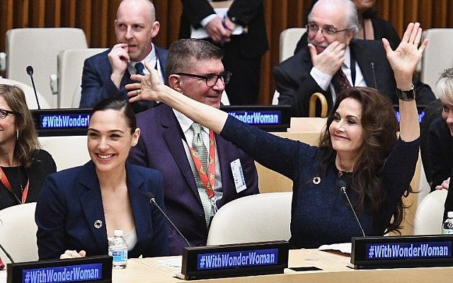 Actors Gal Gadot and Lynda Carter attend the Wonder Woman UN Ambassador Ceremony at United Nations on October 21, 2016 in New York City. (Dimitrios Kambouris/Getty Images/AFP) Actors Gal Gadot and Lynda Carter attend the Wonder Woman UN Ambassador Ceremony at United Nations on October 21, 2016 in New York City. (Dimitrios Kambouris/Getty Images/AFP)