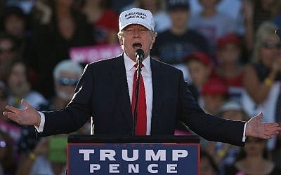 Republican presidential candidate Donald Trump speaks during a campaign rally at the Collier County Fairgrounds on October 23, 2016 in Naples, Florida. (Joe Raedle/Getty Images/AFP)